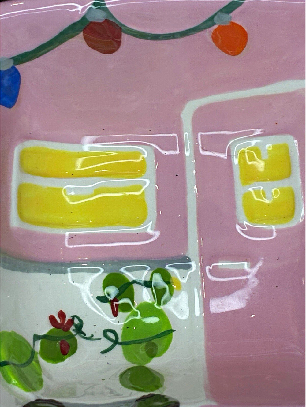 Tag Multicolor Houses Rectangular Ceramic Divided Serving Plate Dishwasher Safe
